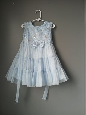 Jona Michelle Light Blue Tulle Party Dress with Bow
